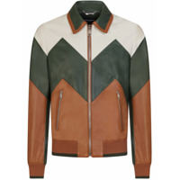 Dolce & Gabbana panelled leather jacket - Marrom