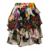 Dolce & Gabbana Saia com babados e estampa floral - Preto