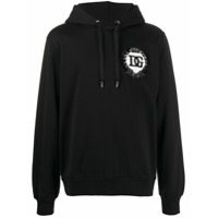 Dolce & Gabbana sequin logo crest hoodie - Preto