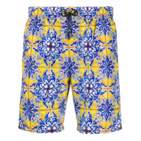 Dolce & Gabbana Short de natação com estampa Maiolica - Amarelo