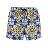 Dolce & Gabbana Short de natação Maiolica com estampa - Azul