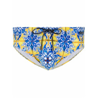Dolce & Gabbana Short de natação Maiolica com estampa - Azul