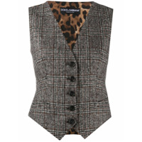 Dolce & Gabbana single-breasted check waistcoat - Cinza