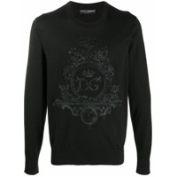 Dolce & Gabbana Suéter com logo bordado no busto - Preto