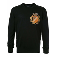 Dolce & Gabbana Suéter de tricô com logo bordado - Preto