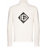 Dolce & Gabbana Suéter gola alta com logo bordado - Branco