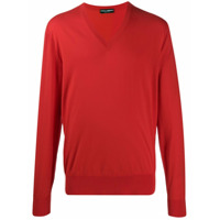 Dolce & Gabbana Suéter gola V de tricô canelado - Vermelho