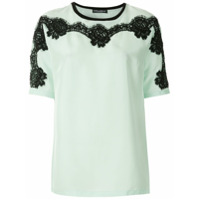 Dolce & Gabbana T-shirt de seda detalhe rendado - Verde