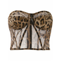 Dolce & Gabbana Top translúcido com estampa leopardo - Marrom