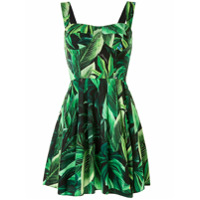 Dolce & Gabbana tropical leaf pattern cotton short bustier dress - Verde