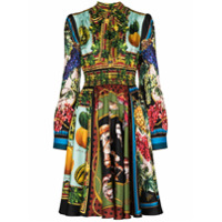 Dolce & Gabbana Vestido com estampa de seda - Verde