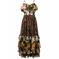 Dolce & Gabbana Vestido floral com sobreposição - Preto
