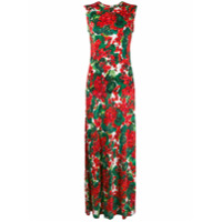 Dolce & Gabbana Vestido longo com estampa floral - Vermelho
