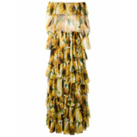 Dolce & Gabbana Vestido longo de seda estampado - Amarelo