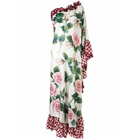 Dolce & Gabbana Vestido longo Tropical Rose com estampa - Branco