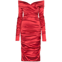 Dolce & Gabbana Vestido midi drapeado em cetim - Vermelho