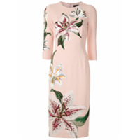 Dolce & Gabbana Vestido midi estampa floral bordada - Rosa