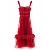 Dolce & Gabbana Vestido midi evasê de tule - Vermelho