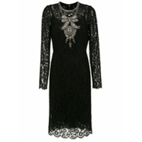 Dolce & Gabbana Vestido midi renda com bordados - Preto