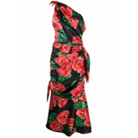 Dolce & Gabbana Vestido ombro a ombro com estampa Laceleaf - Preto
