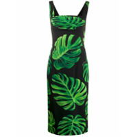 Dolce & Gabbana Vestido slim com estampa de folhas - Preto