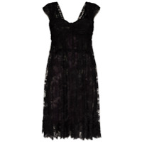 Dolce & Gabbana Vestido translúcido com renda - Preto