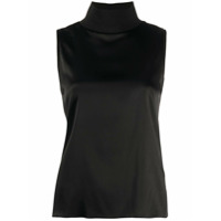 Dorothee Schumacher Blusa de cetim com gola canelada - Preto