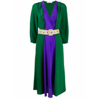 Dorothee Schumacher colour block silk dress - Verde