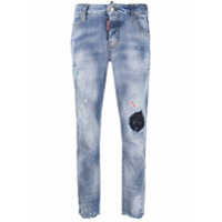 Dsquared2 Calça jeans ccropped com lavagem estonada - Azul