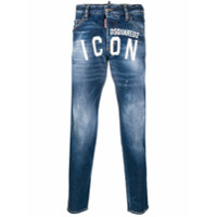 Dsquared2 Calça jeans cenoura com logo Icon - Azul