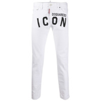 Dsquared2 Calça jeans cenoura com logo Icon - Branco