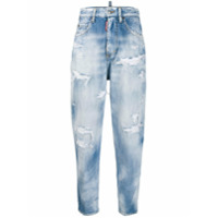 Dsquared2 Calça jeans cintura alta com acabamento puído - Azul