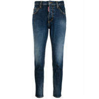 Dsquared2 Calça jeans cintura média azul com aplicação de logo