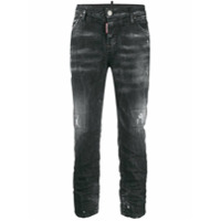 Dsquared2 Calça jeans cintura média com efeito destroyed - Preto