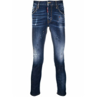 Dsquared2 Calça jeans com patch de logo e efeito destroyed - Azul