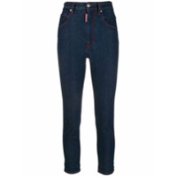 Dsquared2 Calça jeans cropped cintura alta com logo - Azul