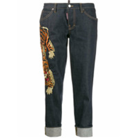 Dsquared2 Calça jeans cropped com bordado de tigre - Azul