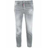 Dsquared2 Calça jeans cropped com efeito desgastado - Cinza