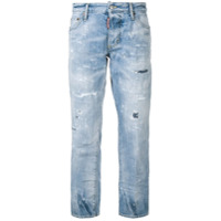 Dsquared2 Calça jeans cropped com efeito destroyed - Azul