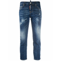 Dsquared2 Calça jeans cropped com efeito destroyed - Azul