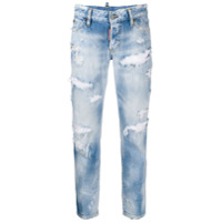 Dsquared2 Calça jeans cropped destroyed - Azul