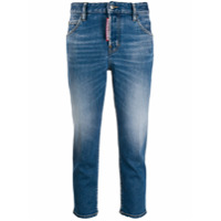 Dsquared2 Calça jeans pantacourt azul com cintura média