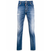 Dsquared2 Calça jeans reta com respingos de tinta - Azul