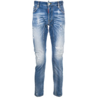 Dsquared2 Calça jeans skinny com lavagem estonada e efeito destroyed - Azul