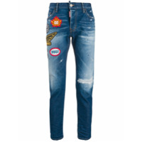 Dsquared2 Calça jeans skinny destroyed com aplicação de patch - Azul