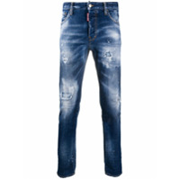 Dsquared2 Calça jeans slim estampada com cintura média - Azul