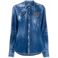 Dsquared2 Camisa jeans com logo bordado - Azul