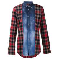 Dsquared2 Camisa xadrez com recorte jeans - Vermelho