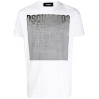 Dsquared2 Camiseta branca de algodão com logo e listra - Branco