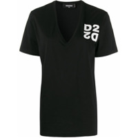 Dsquared2 Camiseta com decote em V e estampa D2 - Preto